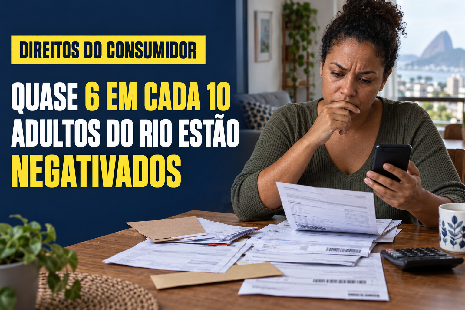 Consumidor organiza faturas e contas atrasadas enquanto consulta a situação do CPF.