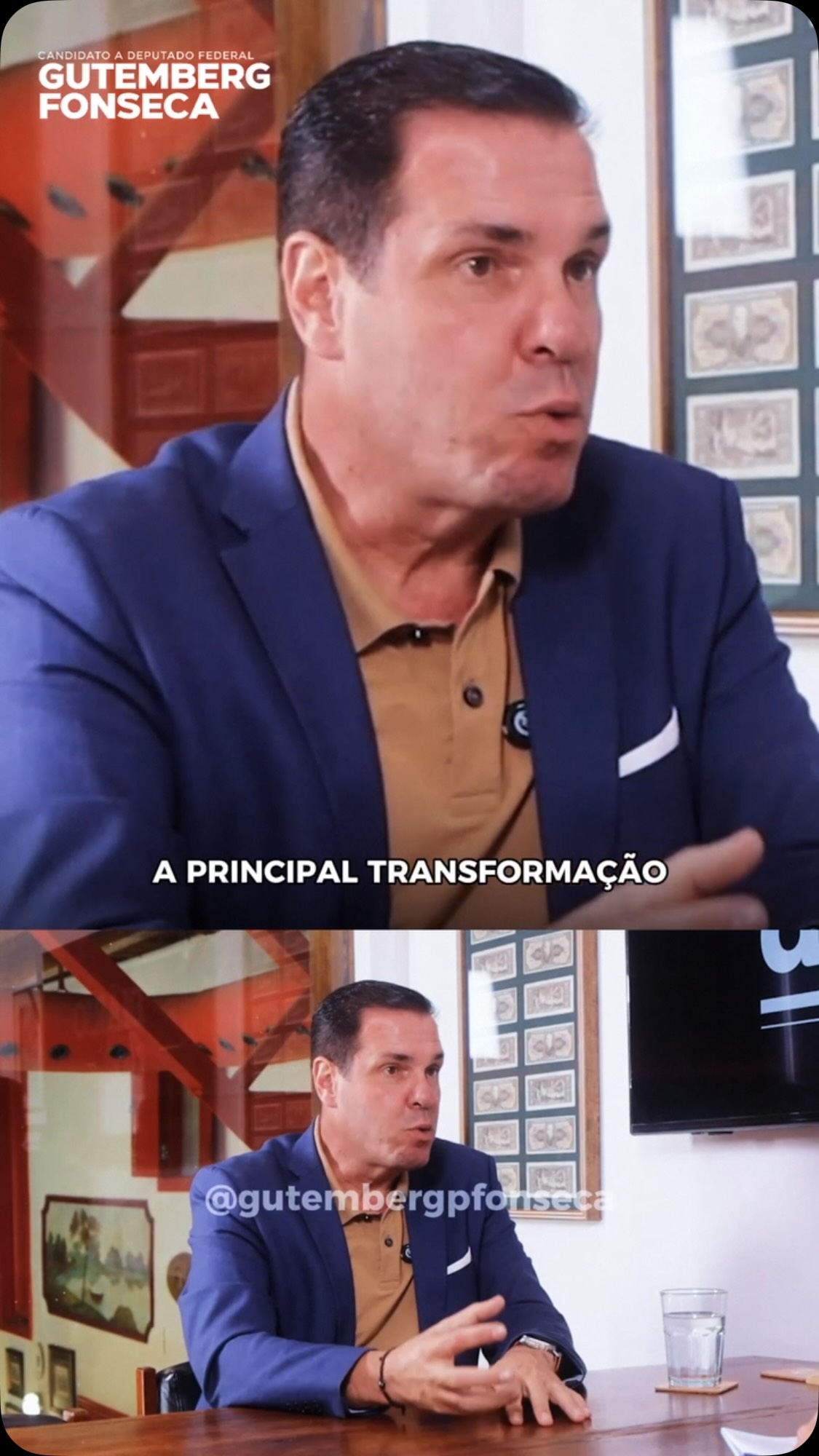 Gutemberg Fonseca falando sobre transformação em entrevista